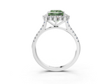 White gold Fancy Green Princess  Halo Diamond Ring with Pavé Band and Prong Setting_3