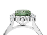 White gold Fancy Green Princess  Halo Diamond Ring with Pavé Band and Prong Setting_4