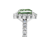 White gold Fancy Green Princess  Halo Diamond Ring with Pavé Band and Prong Setting_5