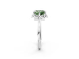White gold Fancy Green Princess  Halo Diamond Ring with Round Cluster Setting, Solitaire Band, and Four-Prong Setting_49