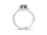 White gold Fancy Green Princess  Halo Diamond Ring with Round Cluster Setting, Solitaire Band, and Four-Prong Setting_50