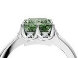 White gold Fancy Green Princess  Halo Diamond Ring with Round Cluster Setting, Solitaire Band, and Four-Prong Setting_51