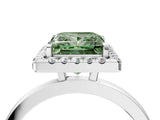 White gold Fancy Green Princess  Halo Diamond Solitaire with Pavé Band and Four-Prong Setting_33