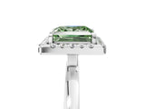 White gold Fancy Green Princess  Halo Diamond Solitaire with Pavé Band and Four-Prong Setting_34