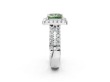White gold Fancy Green Princess  Halo Diamond Split Shank Engagement Ring with Prong Setting_65