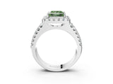 White gold Fancy Green Princess  Halo Diamond Split Shank Engagement Ring with Prong Setting_66