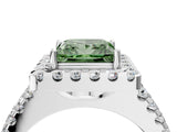 White gold Fancy Green Princess  Halo Diamond Split Shank Engagement Ring with Prong Setting_67