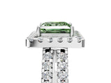 White gold Fancy Green Princess  Halo Diamond Split Shank Engagement Ring with Prong Setting_68