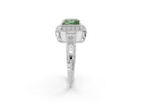 White gold Fancy Green Princess  Halo Diamond Split Shank Ring with Milgrain Detail_31