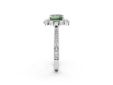 White gold Fancy Green Princess  Halo Milgrain Pave Diamond Ring with Four-Prong Setting 2