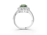 White gold Fancy Green Princess  Halo Milgrain Solitaire with Bezel Set Side Stones and Pave Band_35