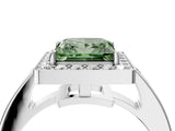 White gold Fancy Green Princess  Halo Pavé Diamond Engagement Ring with Bezel Setting_28