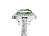 White gold Fancy Green Princess  Halo Pavé Diamond Engagement Ring with Bezel Setting_29