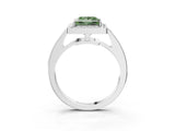 White gold Fancy Green Princess  Halo Pavé Diamond Engagement Ring with Bezel Setting_32