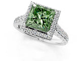 White gold Fancy Green Princess  Halo Pavé Diamond Engagement Ring with Four-Prong Setting_27