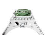 White gold Fancy Green Princess  Halo Pavé Diamond Engagement Ring with Four-Prong Setting_30