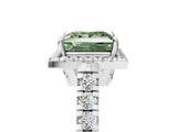 White gold Fancy Green Princess  Halo Pavé Diamond Engagement Ring with Four-Prong Setting_31