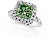 White gold Fancy Green Princess  Halo Pavé Diamond Engagement Ring with Four-Prong Setting_4