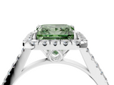 White gold Fancy Green Princess  Halo Pavé Diamond Engagement Ring with Four-Prong Setting_7