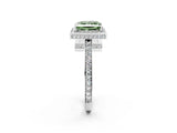 White gold Fancy Green Princess  Halo Pave Band Solitaire Ring with Prong Setting_31