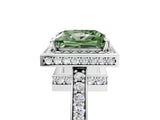 White gold Fancy Green Princess  Halo Pave Band Solitaire Ring with Prong Setting_34