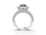 White gold Fancy Green Princess  Halo Pave Diamond Engagement Ring with Milgrain Detailing_33