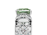 White gold Fancy Green Princess  Halo Pave Diamond Engagement Ring with Milgrain Detailing_35