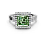 White gold Fancy Green Princess  Halo Pave Split Shank Prong Setting Ring_26