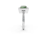 White gold Fancy Green Princess  Halo Round Diamond Milgrain Pave Engagement Ring_5