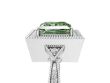 White gold Fancy Green Princess  Halo Round Diamond Milgrain Pave Engagement Ring_8