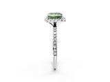 White gold Fancy Green Princess  Halo Round Diamond Pavé Band Four-Prong Ring_5