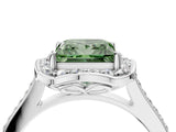 White gold Fancy Green Princess  Halo Round Diamond Pave Band with Four-Prong Setting_54