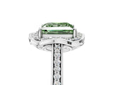 White gold Fancy Green Princess  Halo Round Diamond Pave Band with Four-Prong Setting_55
