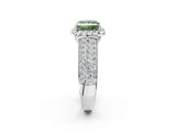 White gold Fancy Green Princess  Halo Round Diamond Pave Band with Prong Setting_26