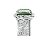 White gold Fancy Green Princess  Halo Round Diamond Pave Band with Prong Setting_29
