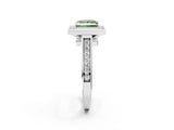 White gold Fancy Green Princess  Halo Solitaire Diamond Ring with Pave Band and Bezel Setting_30