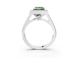 White gold Fancy Green Princess  Halo Solitaire Diamond Ring with Pave Band and Bezel Setting_32