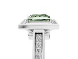 White gold Fancy Green Princess  Halo Solitaire Diamond Ring with Pave Band and Bezel Setting_33