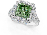 White gold Fancy Green Princess  Halo Split Shank Diamond Engagement Ring with Pave Band and Four-Prong Setting_1