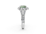 White gold Fancy Green Princess  Halo Split Shank Diamond Engagement Ring with Pave Band and Four-Prong Setting_2