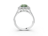 White gold Fancy Green Princess  Halo Split Shank Diamond Engagement Ring with Pave Band and Four-Prong Setting_3