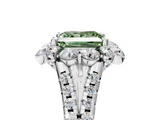 White gold Fancy Green Princess  Halo Split Shank Diamond Engagement Ring with Pave Band and Four-Prong Setting_5