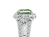White gold Fancy Green Princess  Halo Split Shank Diamond Engagement Ring with Prong Setting_5