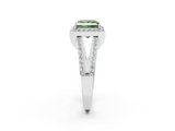 White gold Fancy Green Princess  Halo Split Shank Diamond Ring with Four-Prong Setting_2