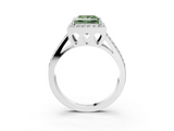 White gold Fancy Green Princess  Halo Split Shank Diamond Ring with Four-Prong Setting_3