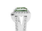 White gold Fancy Green Princess  Halo Split Shank Diamond Ring with Four-Prong Setting_5