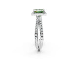 White gold Fancy Green Princess  Halo Split Shank Diamond Ring with Pavé Setting_40