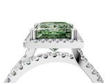 White gold Fancy Green Princess  Halo Split Shank Diamond Ring with Pavé Setting_42