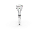 White gold Fancy Green Princess  Halo Split Shank Diamond Ring with Prong Setting_2