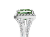 White gold Fancy Green Princess  Halo Split Shank Diamond Ring with Prong Setting_5